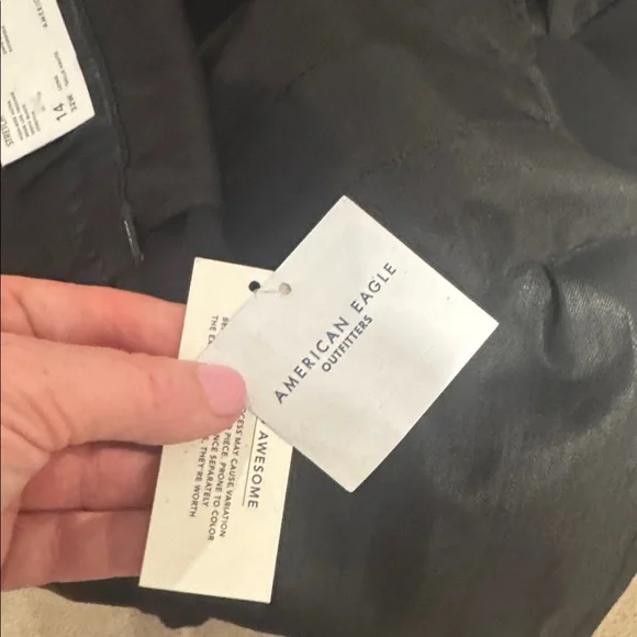 450 -American Eagle high rise ultra wide leg trouser - shiny black - Picture 11 of 11